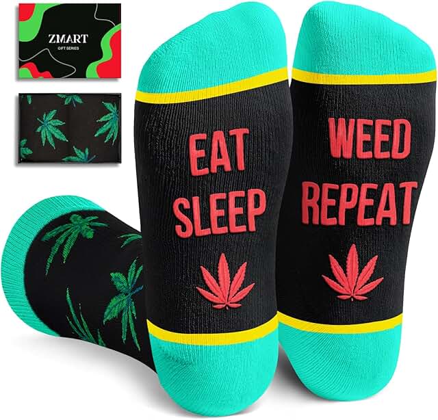 Zmart Funny Weed Gift for Men Women Teens - Marijuana Gift, Cannabis 420 Gifts for Stoners, Pot Leaf Gift, Weed Socks, Pot Leaf socks